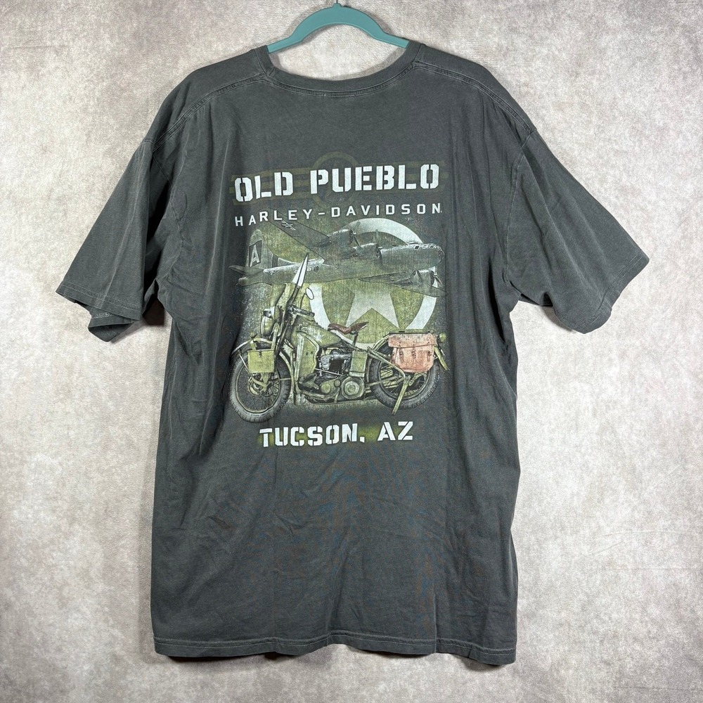 Harley Davidson Shirt Mens Size Big 2X Washed Gray Old Pueblo Biker Motrocycle